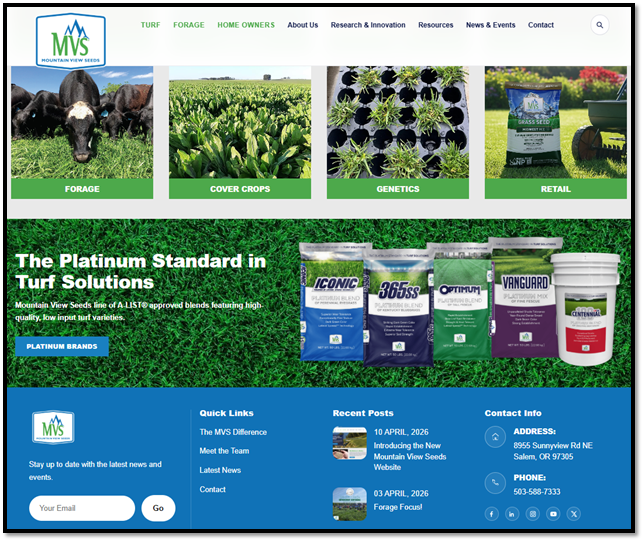 Mountain View Seeds website design details